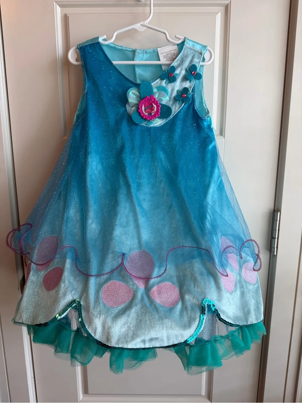 Girls Trolls Blue Floral Tulle Party Costume Dress